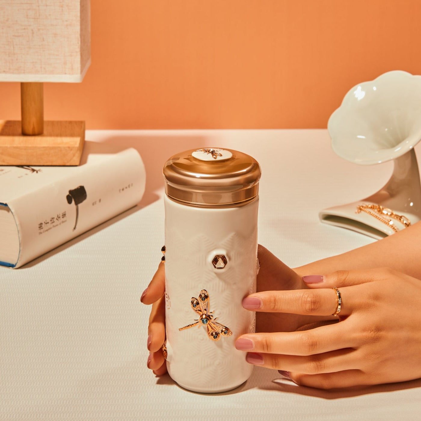 Dragonfly Serenity Travel Mug with Crystals