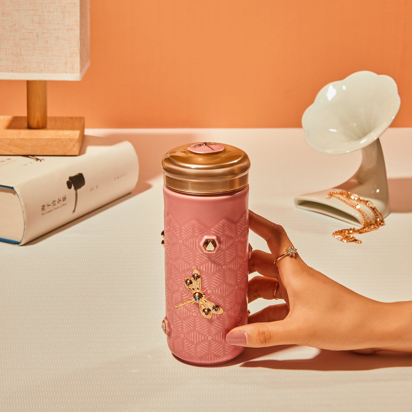 Dragonfly Serenity Travel Mug with Crystals