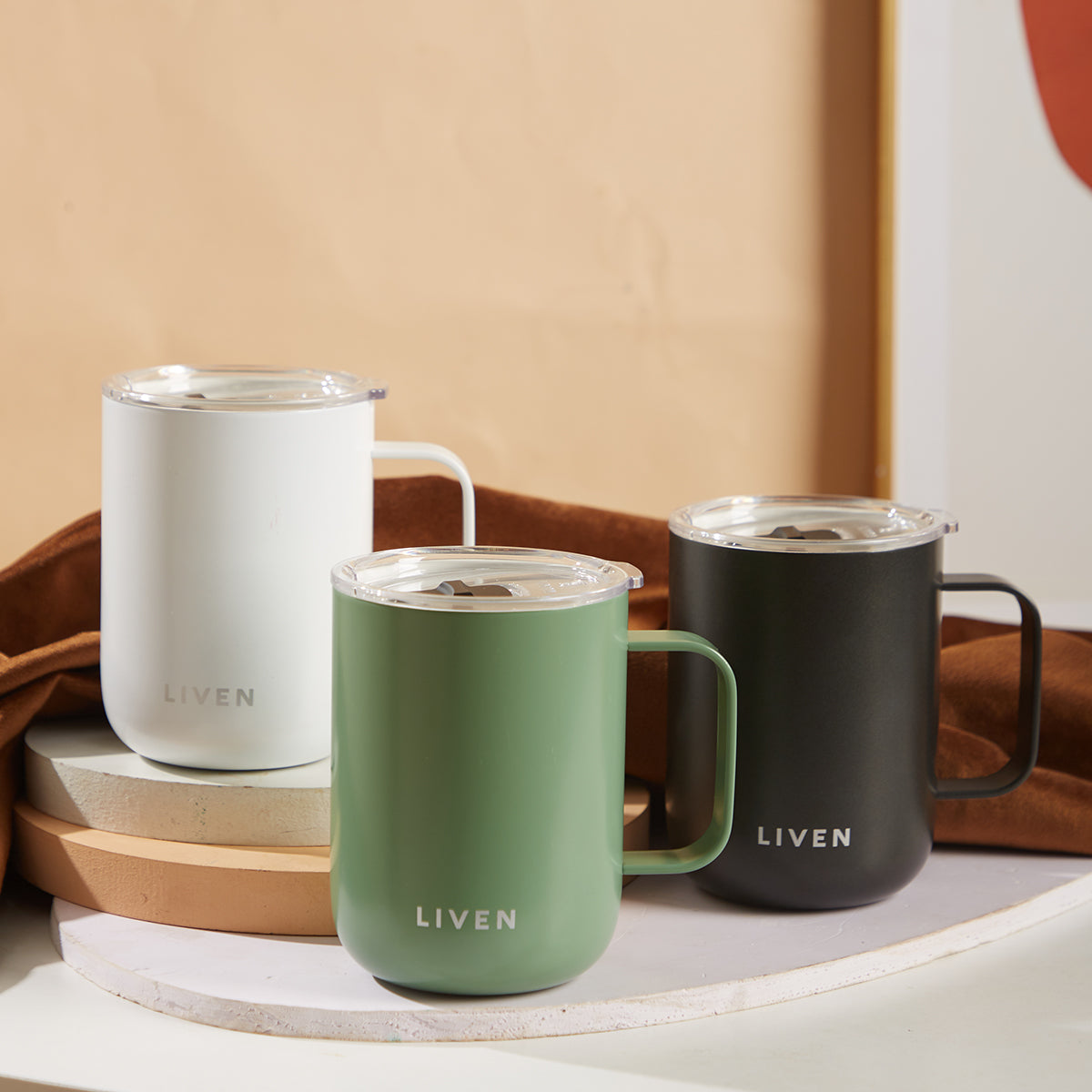 Liven Glow™ Ceramic-Coated  Stainless Steel Camp Mug 16 oz