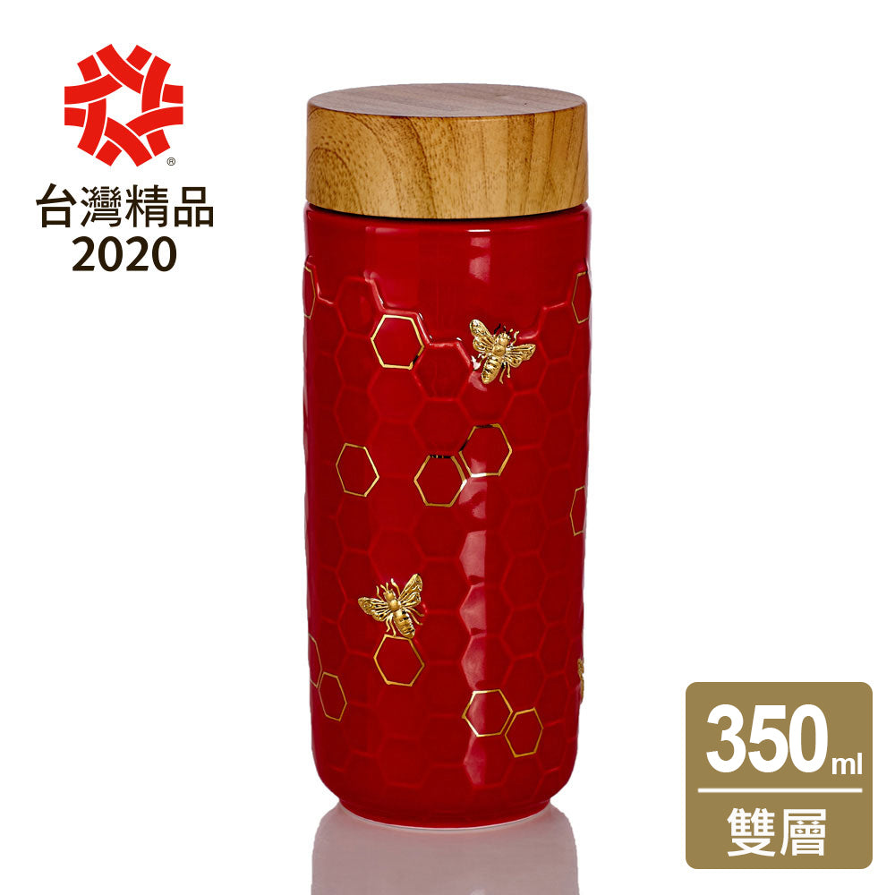 Honey Bee Ceramic Travel Mug / Gold 12.3 oz