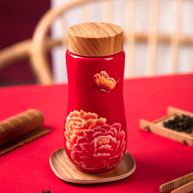 Golden Age Peony Ceramic Tea Tumbler