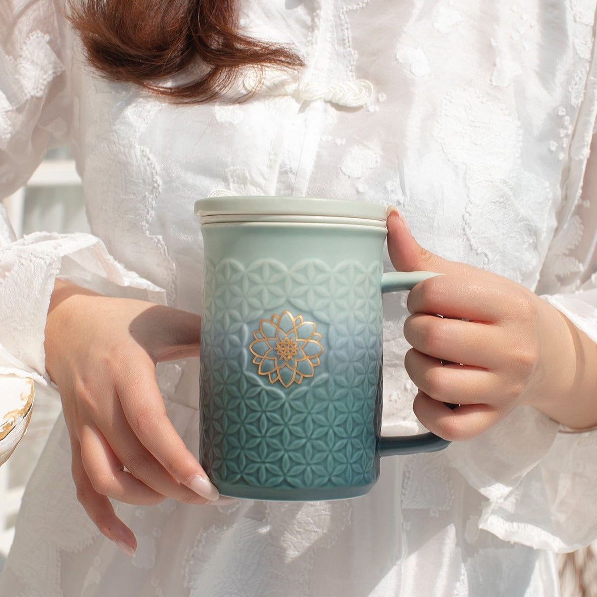 Flower of Life 3-in-1 Tea Mug with Infuser